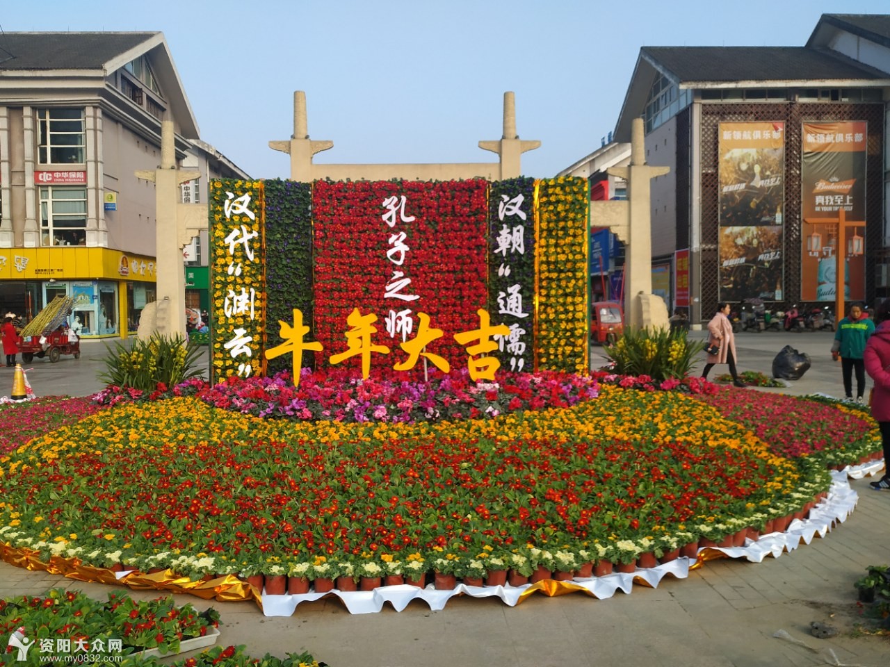 资阳三贤公园广场鲜花烂漫,消失的"牛年大吉"原来在这里等着我!