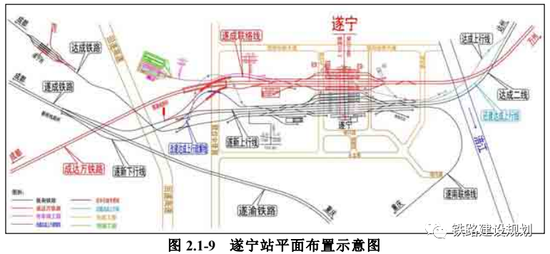 為滿足遂寧站早發車需求,平面佈置考慮1條到發線滿足夜間存放動車組