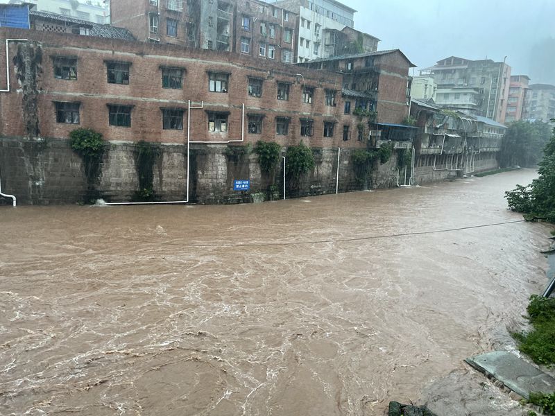 突降大雨!安嶽縣城發生內澇,這個水積得可真深